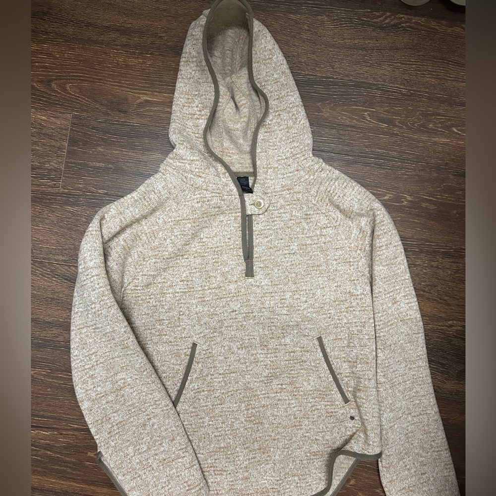 Prana Womens Copper Heather Hooded Tight Knit Sweater Kangaroo Pocket